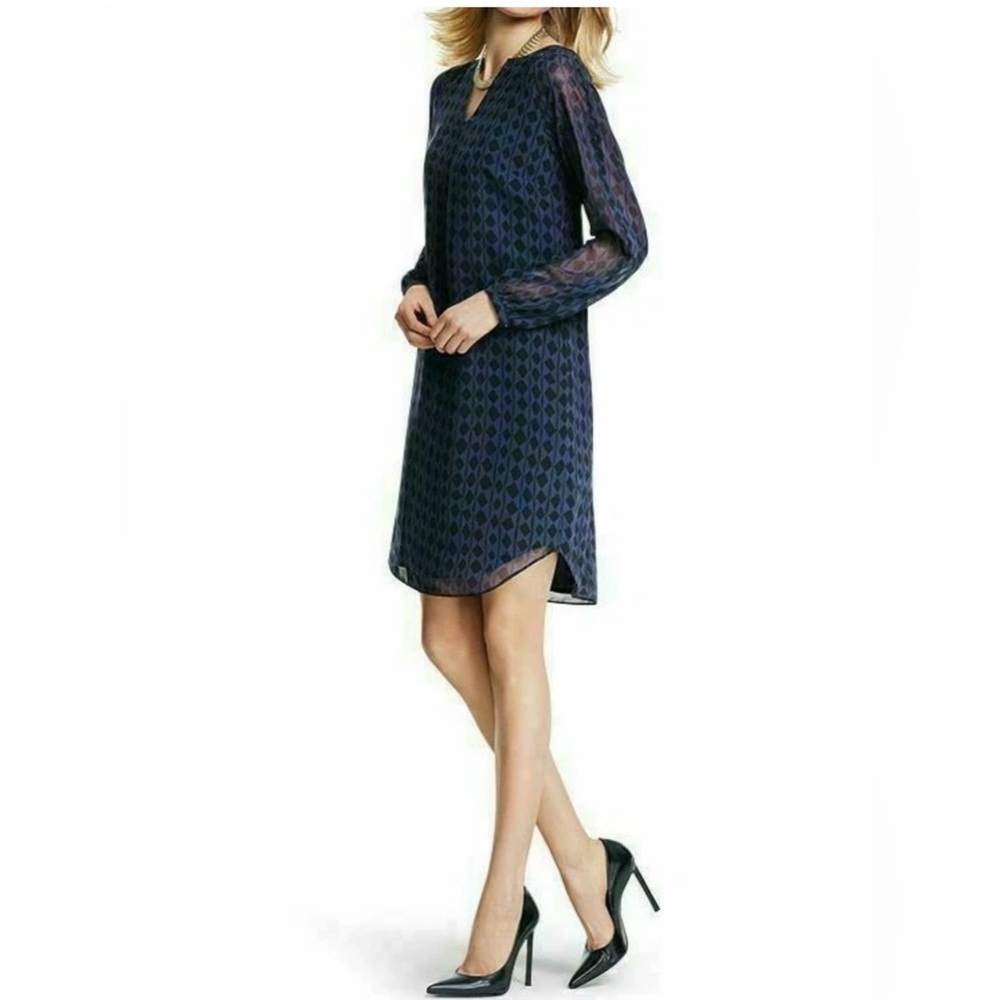 💎 Cabi #3102 Harlequin Dress Sz Medium Black & Blue Tunic Preppy Y2K Goth Punk